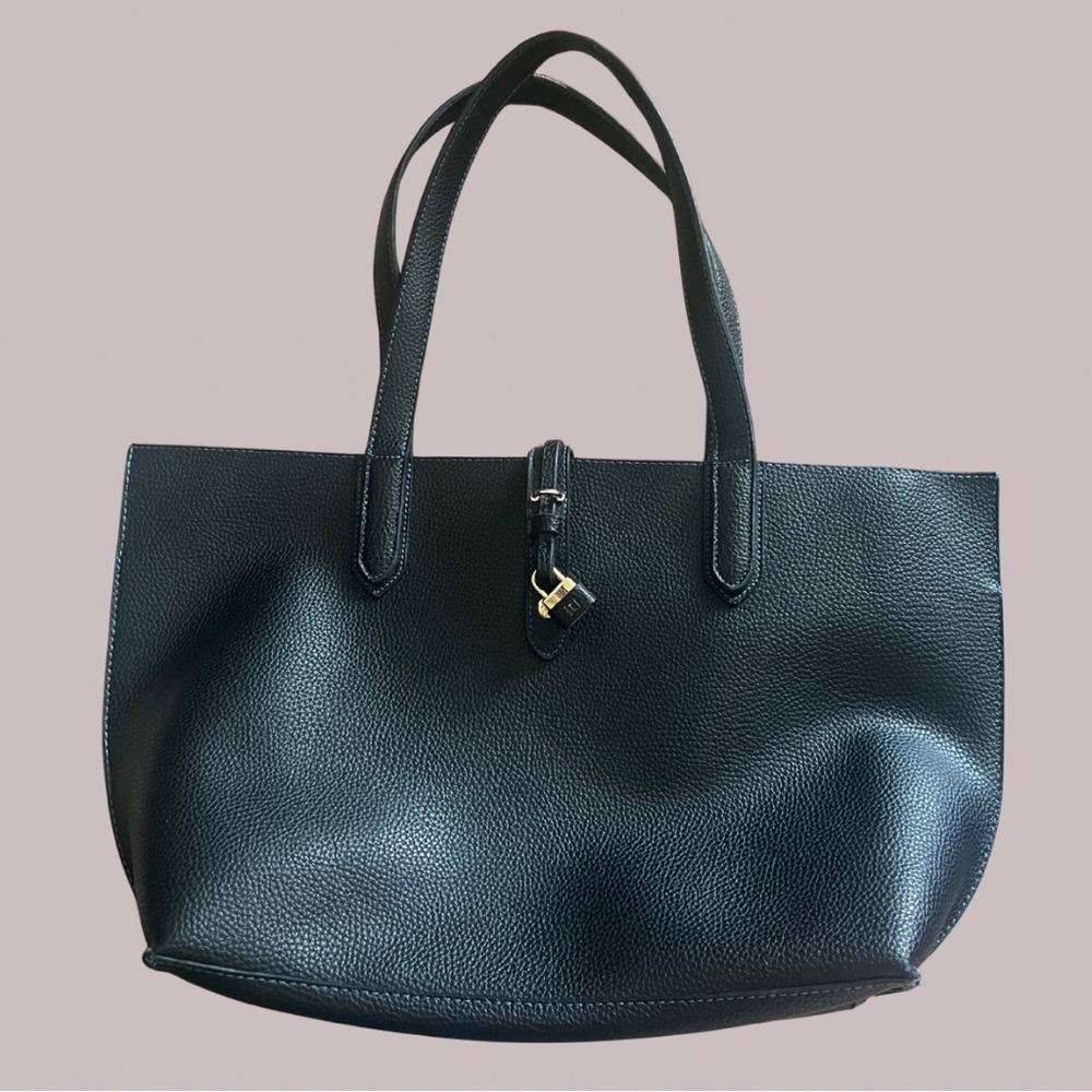 Tutilo Boost Black Leather Tote Bag
